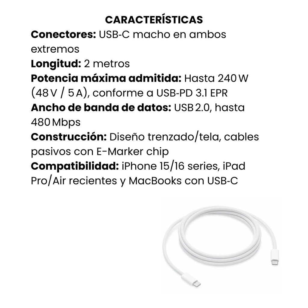 240W USB-C CHARGE CABLE (2M)-AME-240W US