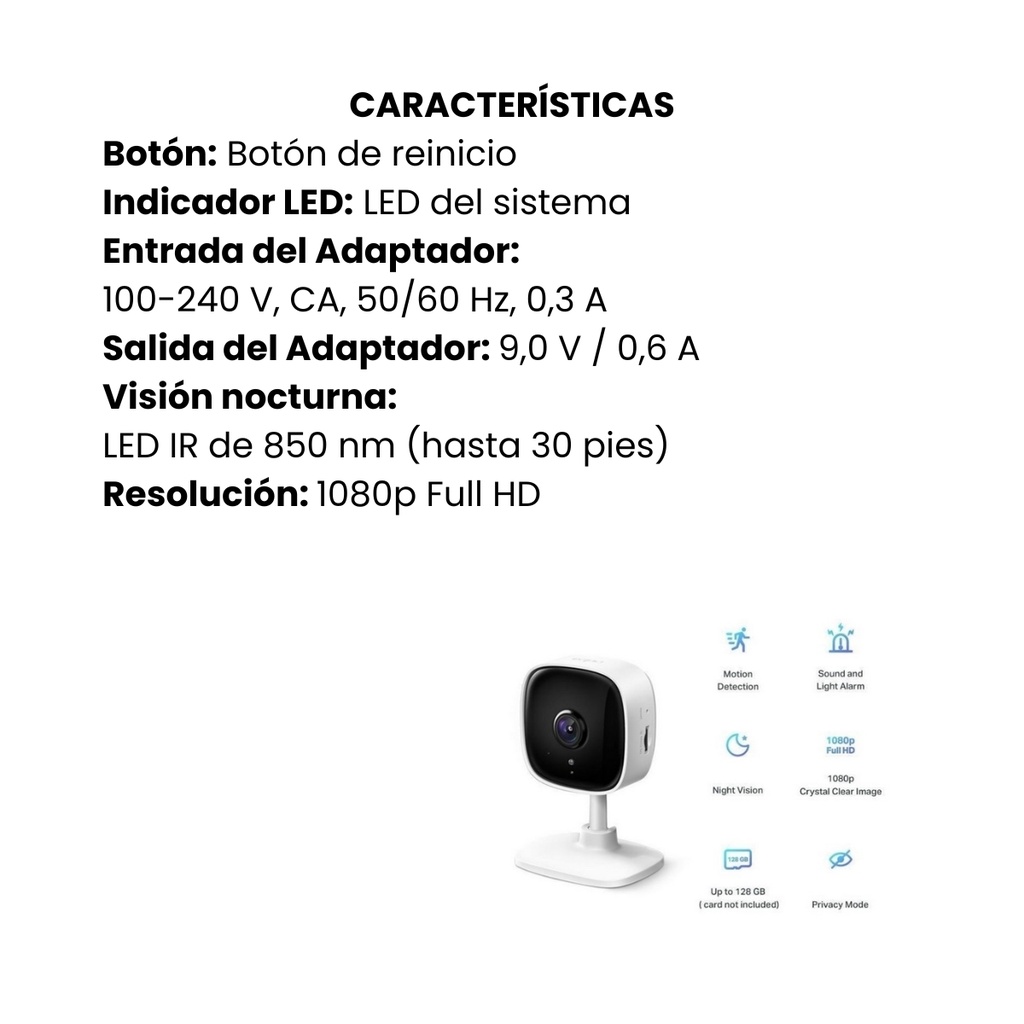 Cámara TPLINK de Seguridad Para El hogar Wifi COLOR Blanco