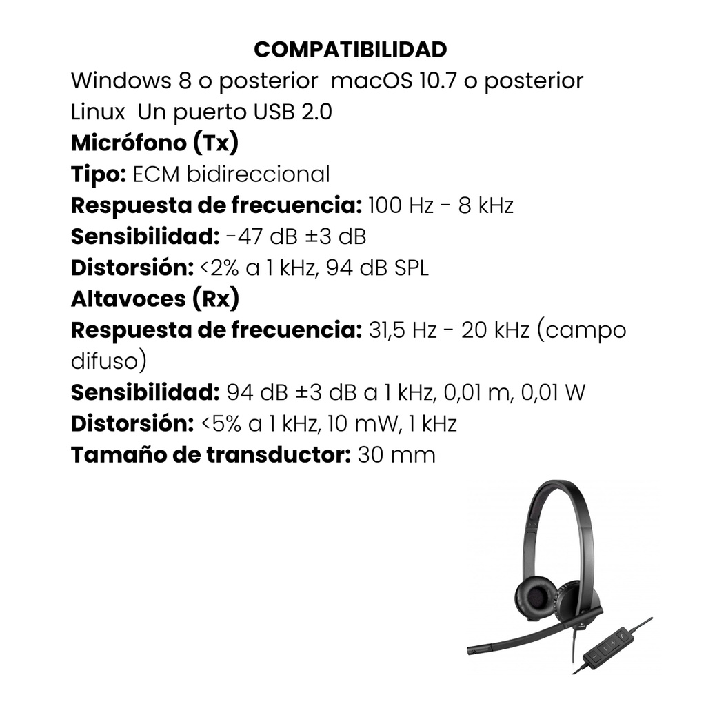 Diadema Logitech H570e Stereo