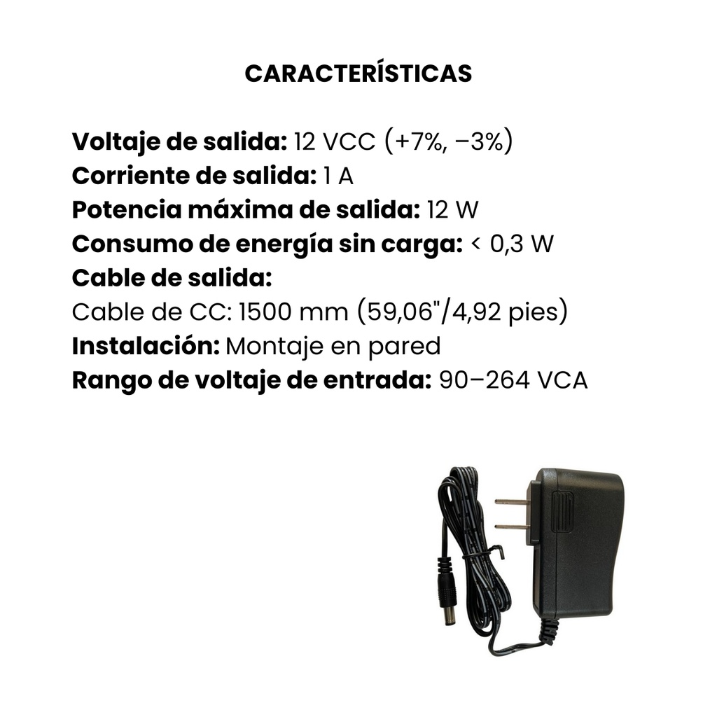 Fuente de Voltaje AC/DC, 12V 1Amperio, Certificado UL
