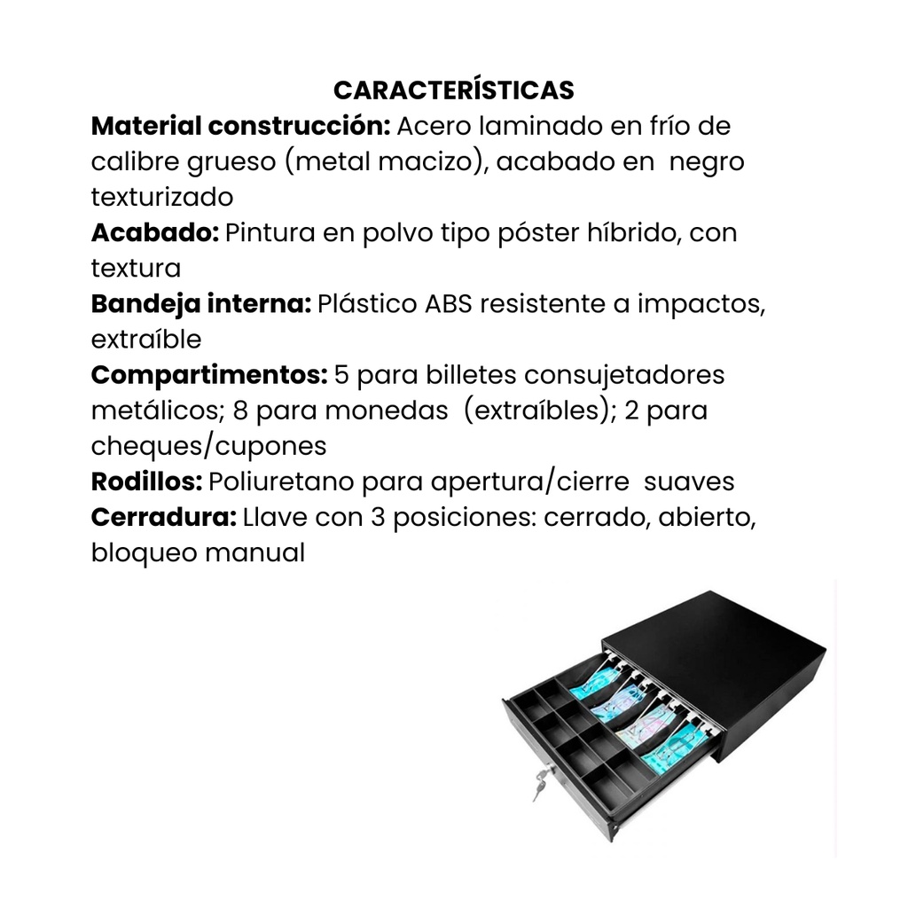 Caja Registradora 3nStar 410x420 Metálica Negro