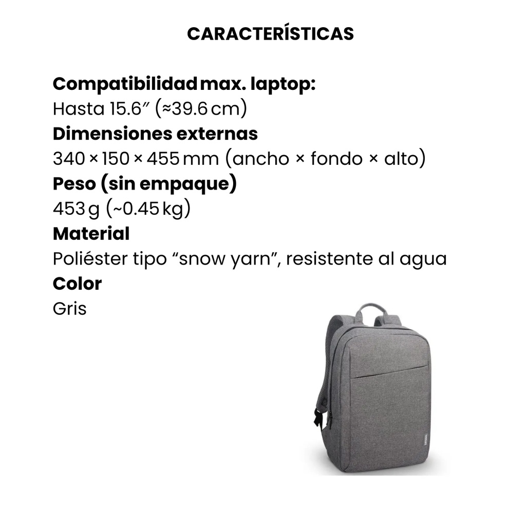 Morral Lenovo 15.6-inch Laptop Casual Backpack 8210 Grey