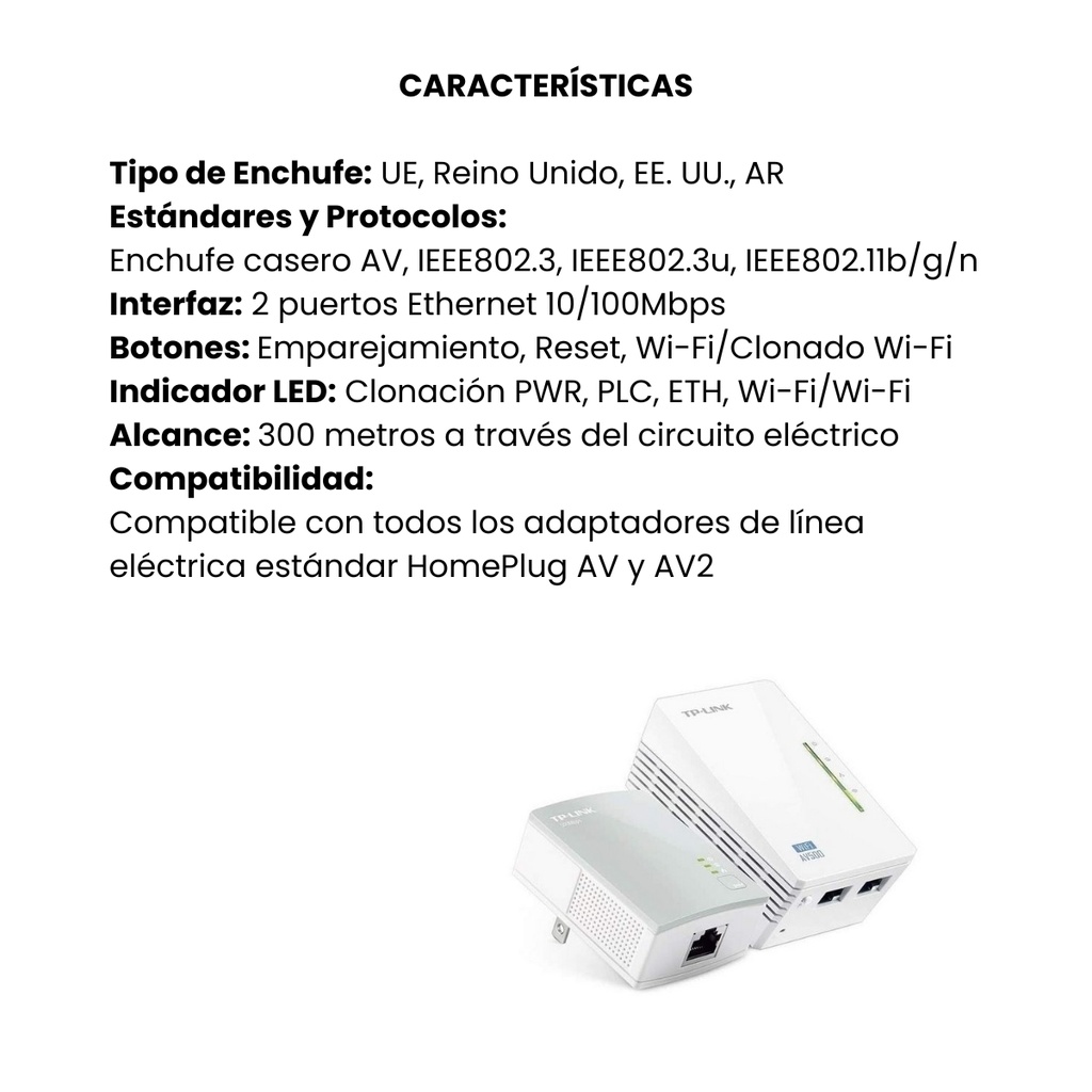Kit Extensor Powerline Wifi Av600 300 Mbps Tp-link 