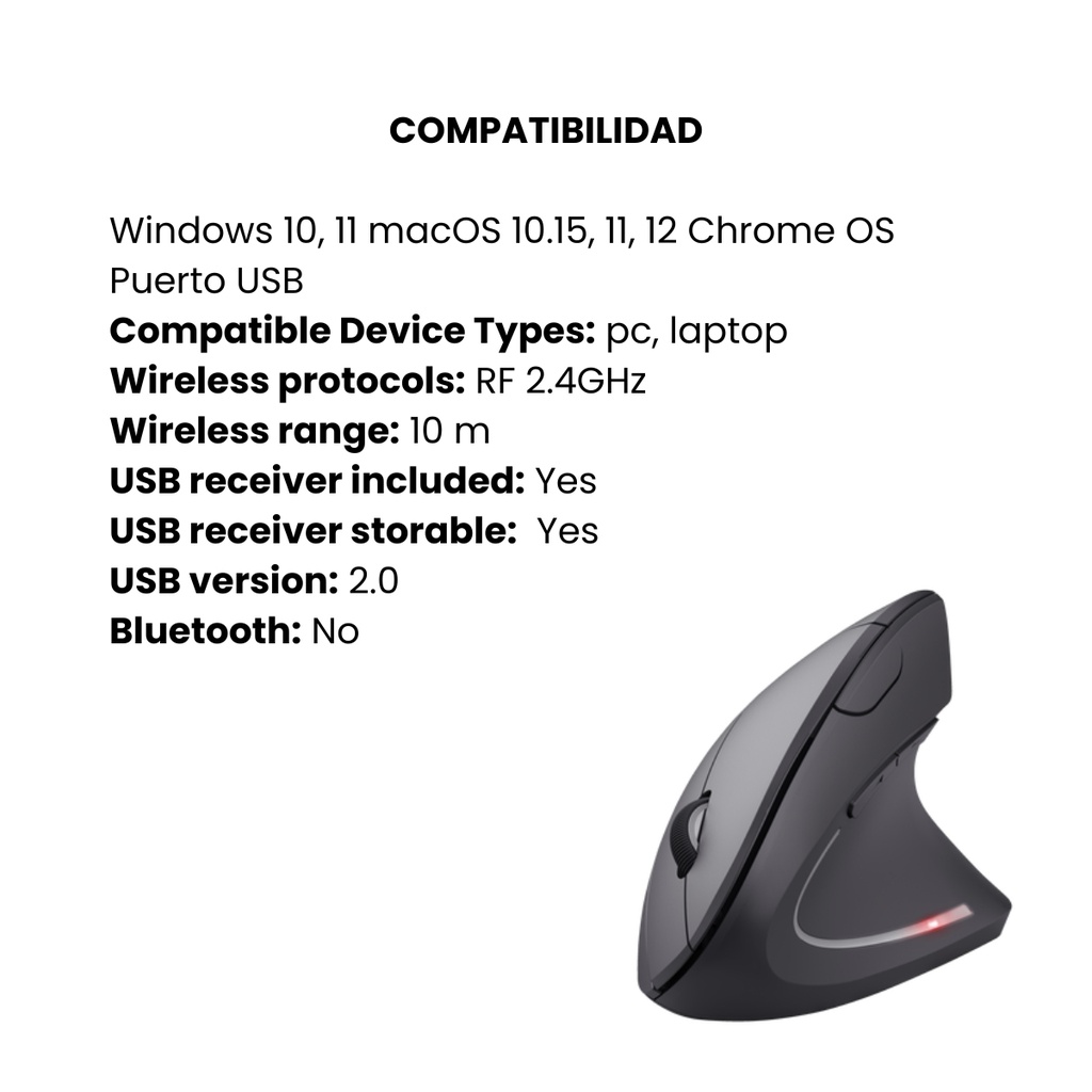 Mouse Trust Verto Alámbrico Diseño Vertical Trust