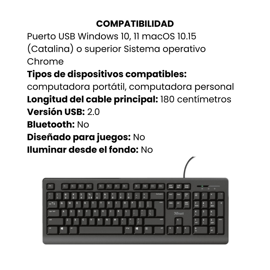 Teclado Original Alámbrico Trust Primo Negro