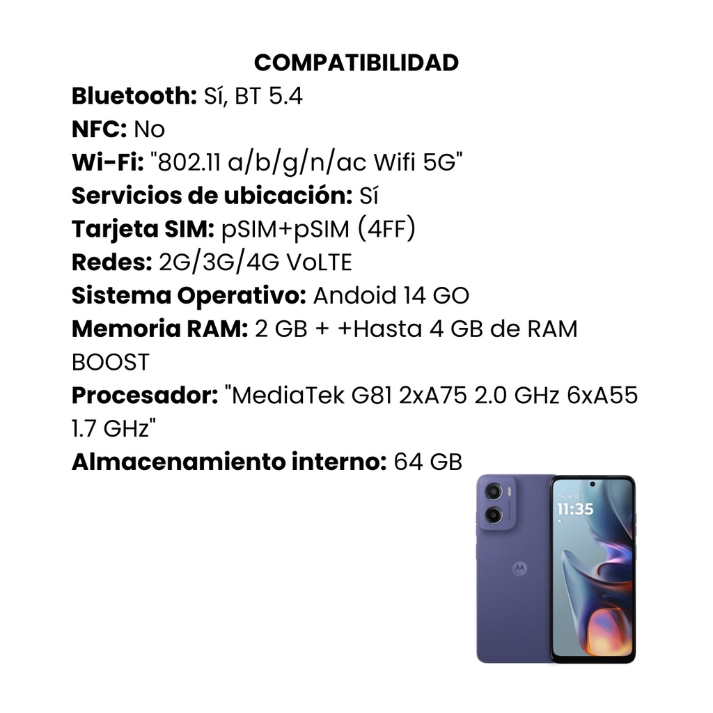 Celular Moto E15 2GB/64GB Purple