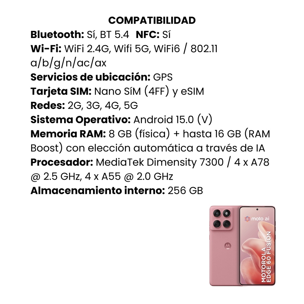 Moto Edge 60 Fusion 8GB/256GB Rosa