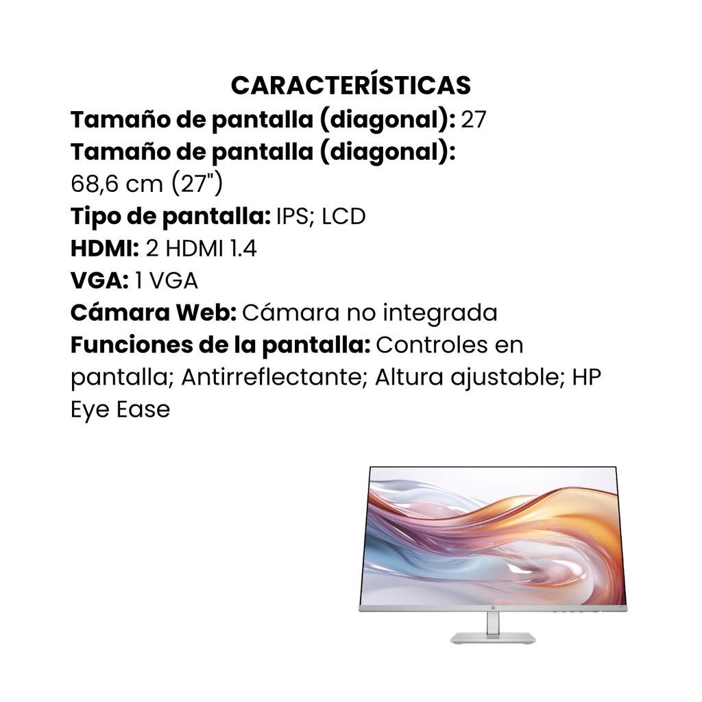 Monitor Hp 27" 527sh Fhd Plano Negro