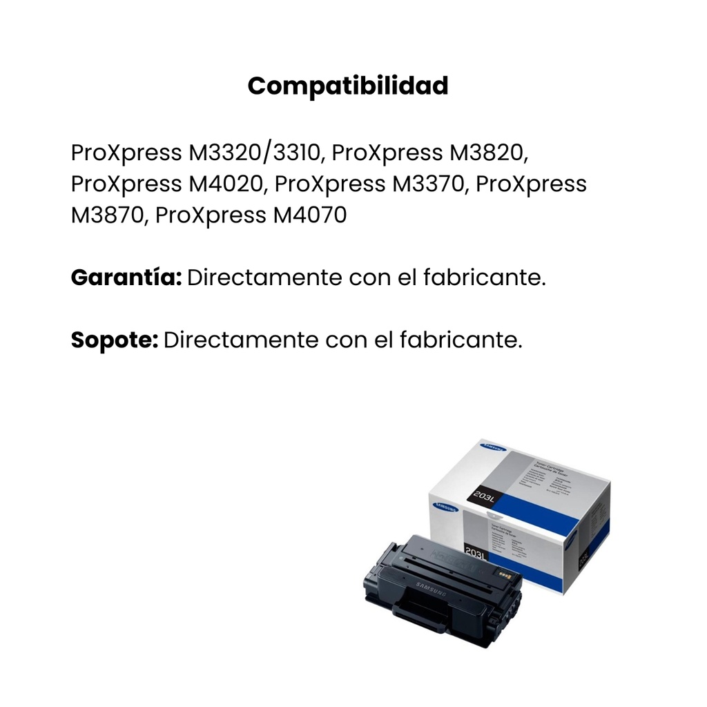 Cartucho Original De Tóner Samsung MLT-D203L Negro, 5.000 Páginas