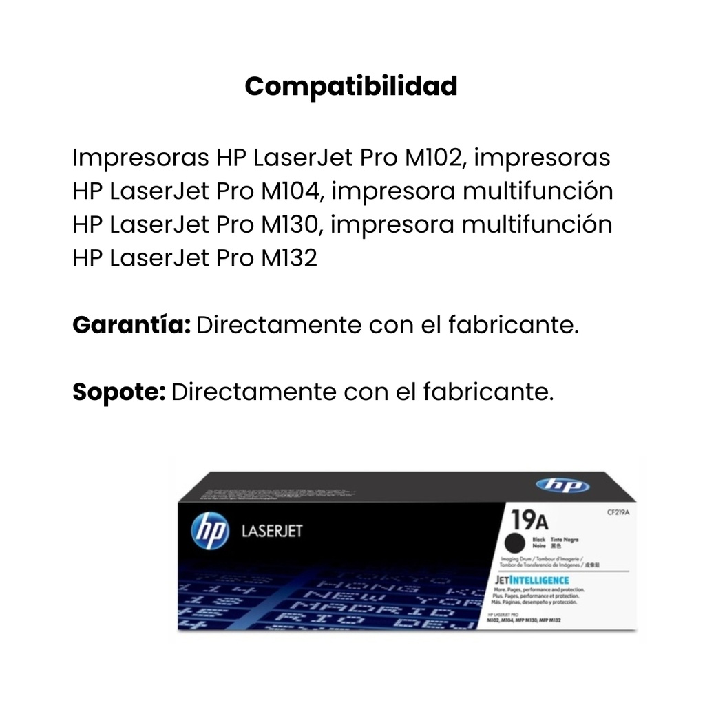 Tambor Original De Creacion De Imagen Hp 19A Negro, 12.000 Páginas