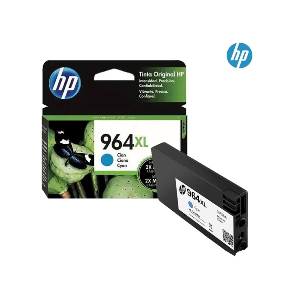 Cartucho Original De Tinta Hp 964xl Alto Rendimiento Cian, 1.600 Páginas, 22.77 ml
