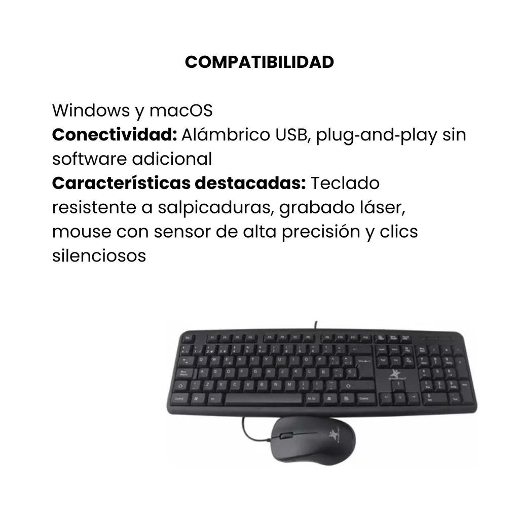 Combo De Teclado + Mouse Alámbrico Star Tec ST-CB-81 - Negro