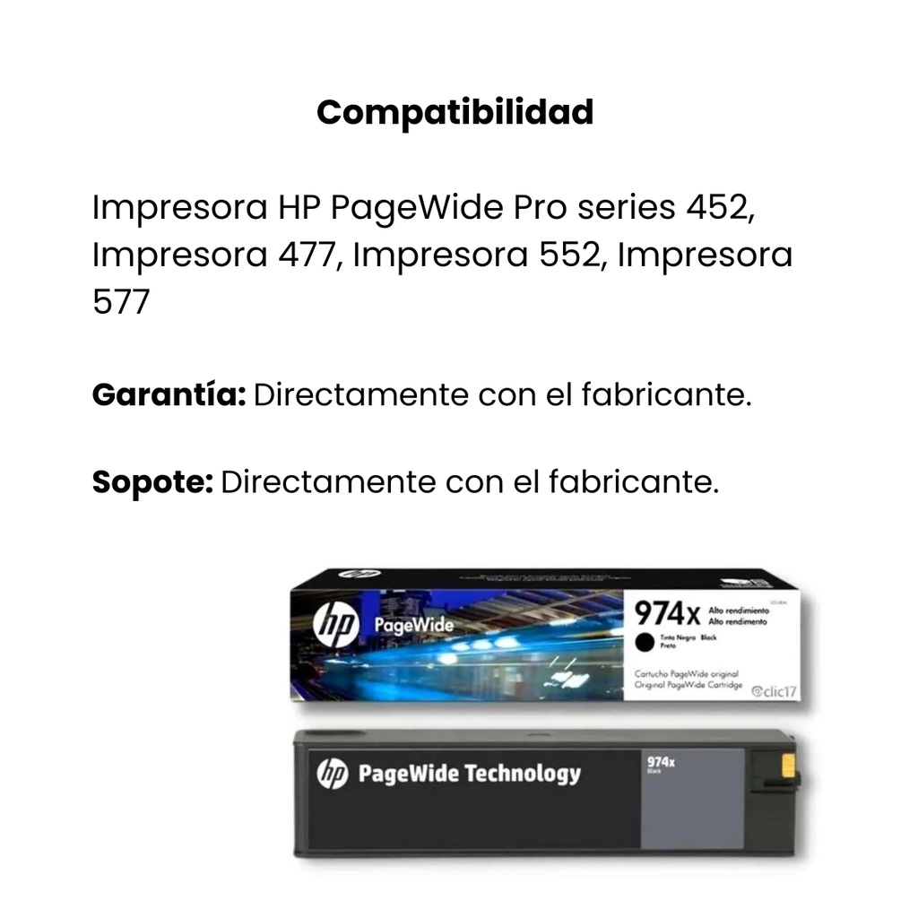 Cartucho Original De Tóner Hp 974X Negro