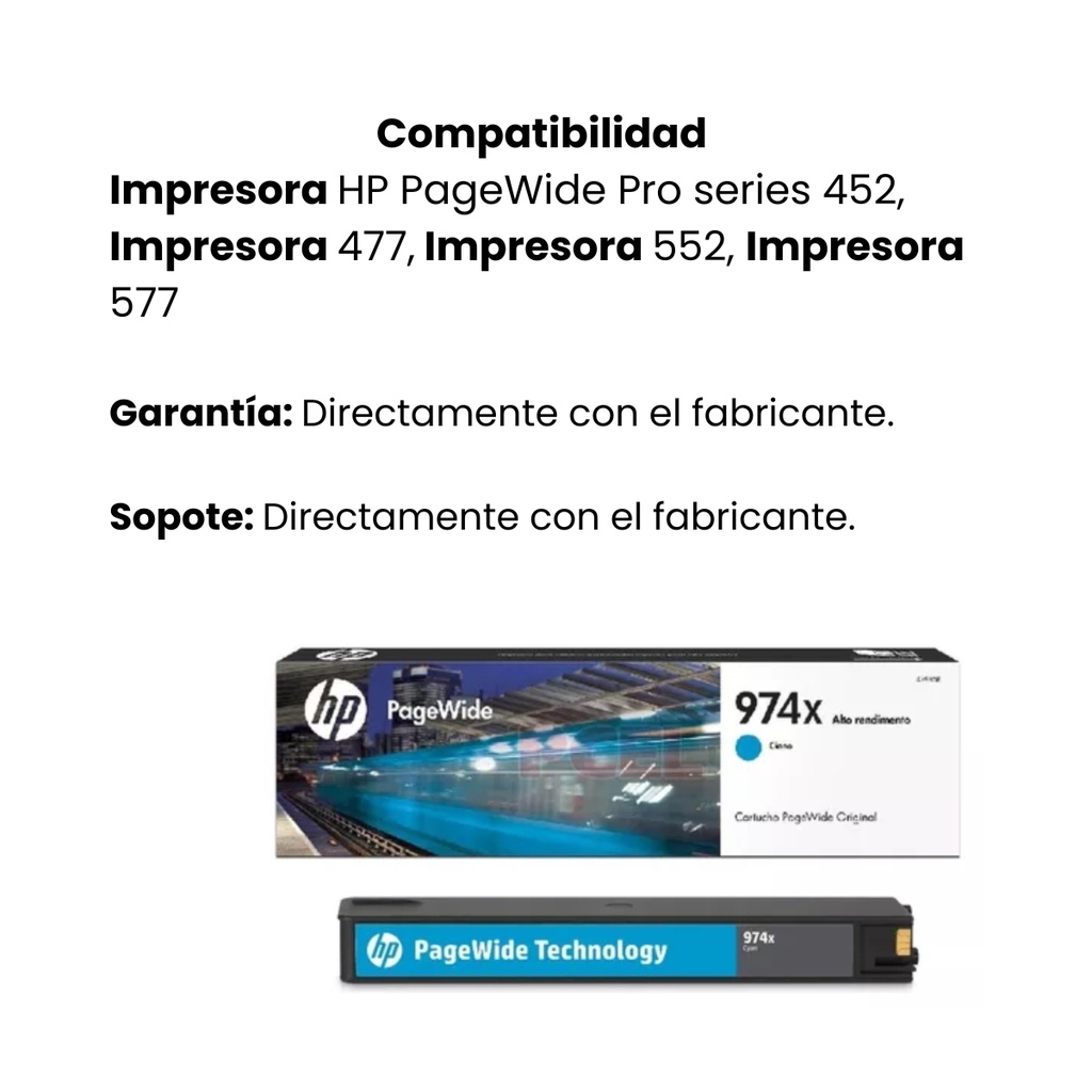 Cartucho Original De Tóner Hp  974X Cian