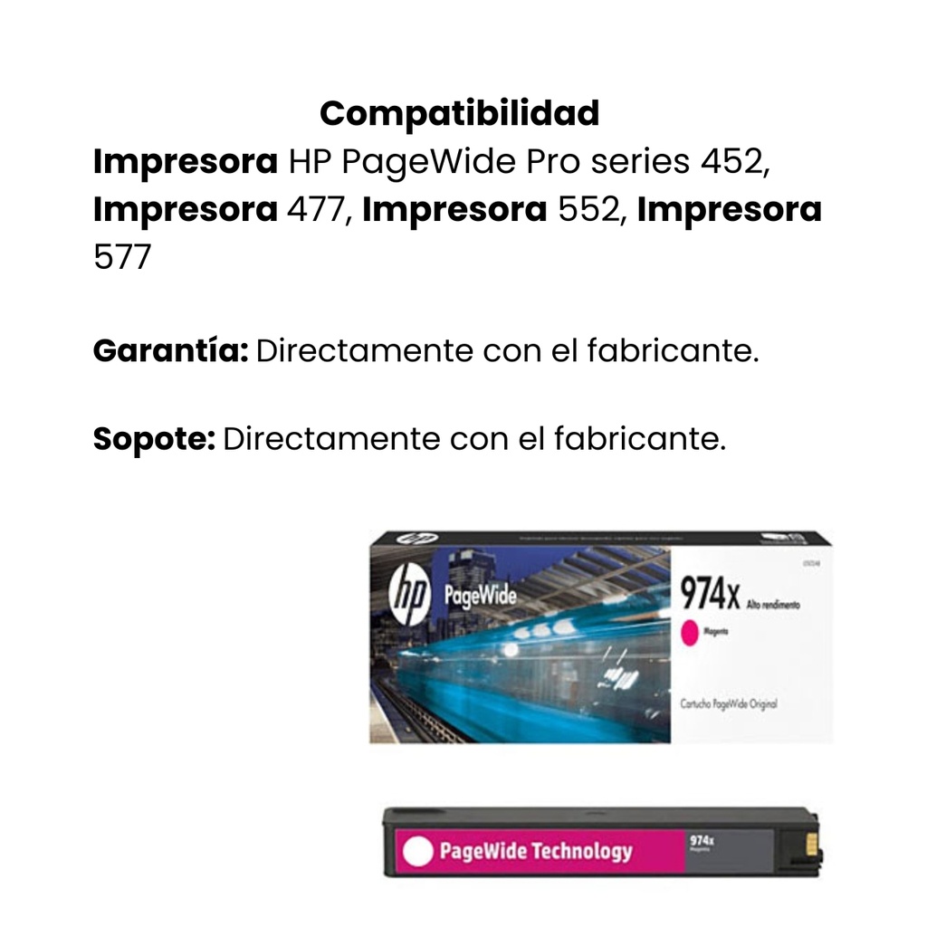 Cartucho Original De Tóner Hp 974X Magenta