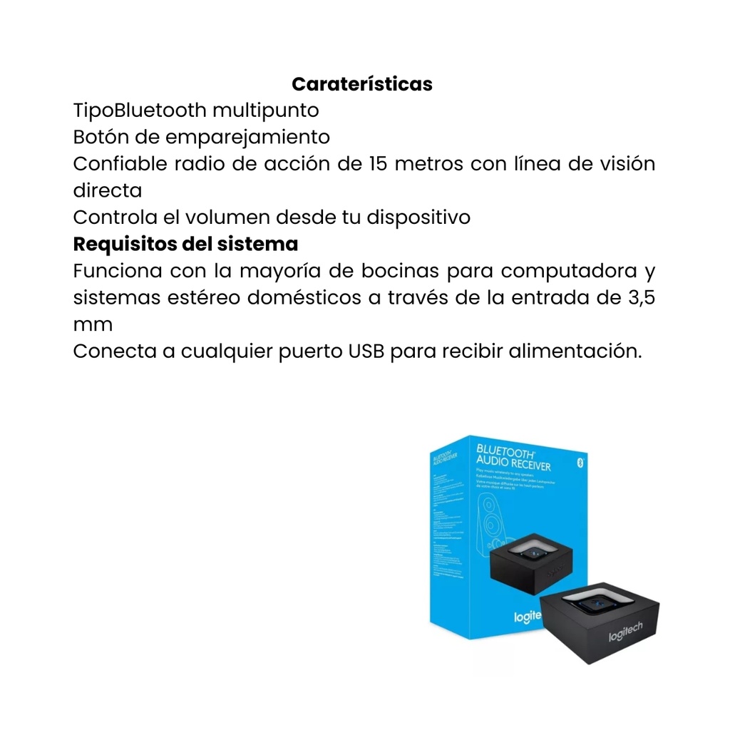 Receptor De Audio Bluetooth Logitech USB - LAT
