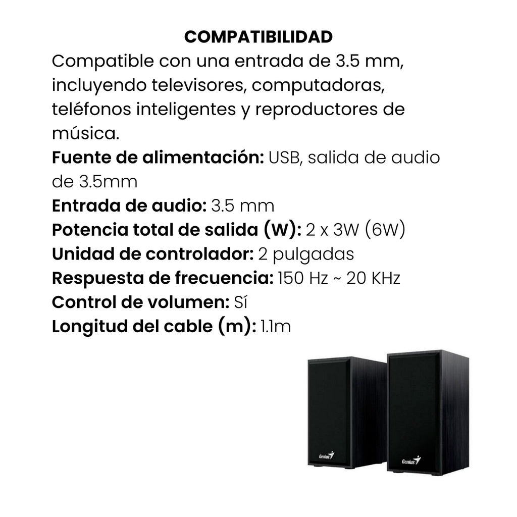 Parlante Genius SP HF 180 USB 6W  - Negro