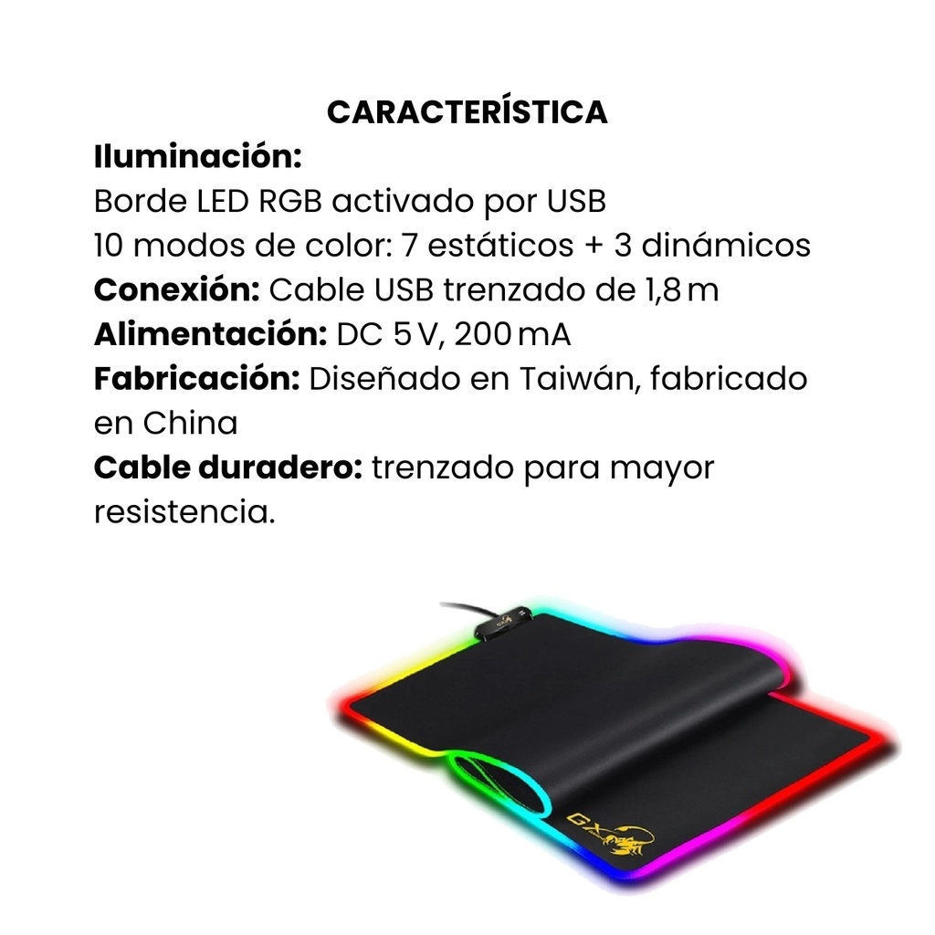 Pad Mouse Gamer Genius Gx 800s Rgb Negro