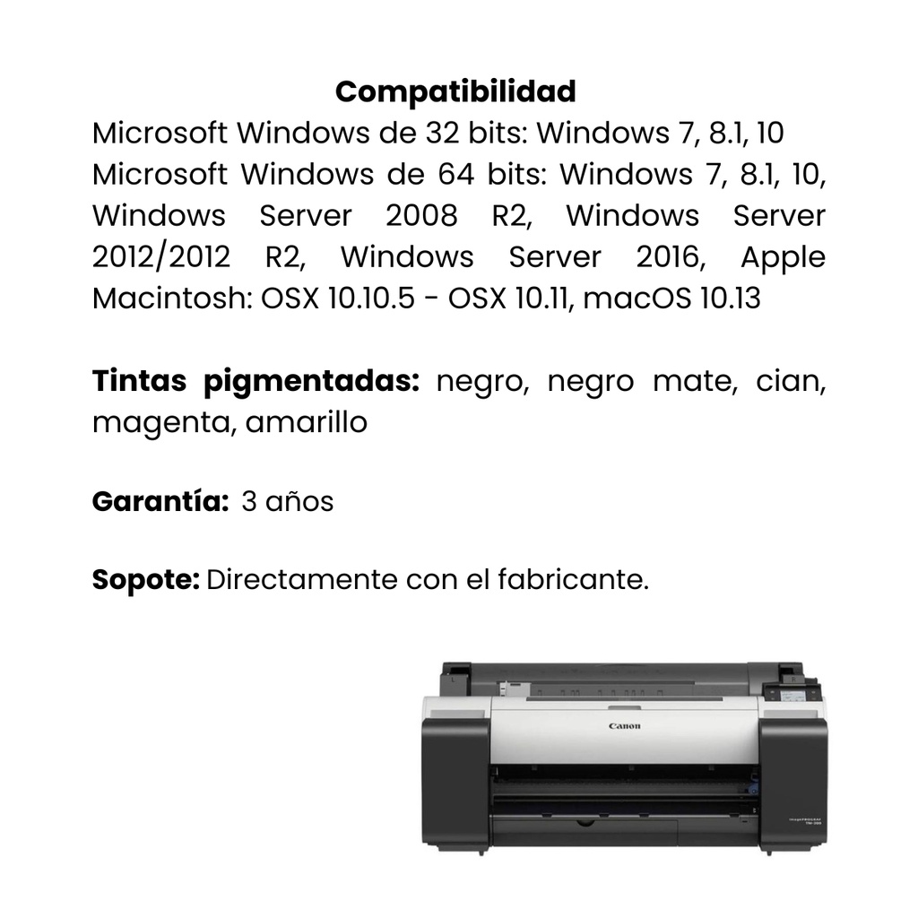 Impresora Plotter CANON Image Prograf TM-200 sin soporte Negro
