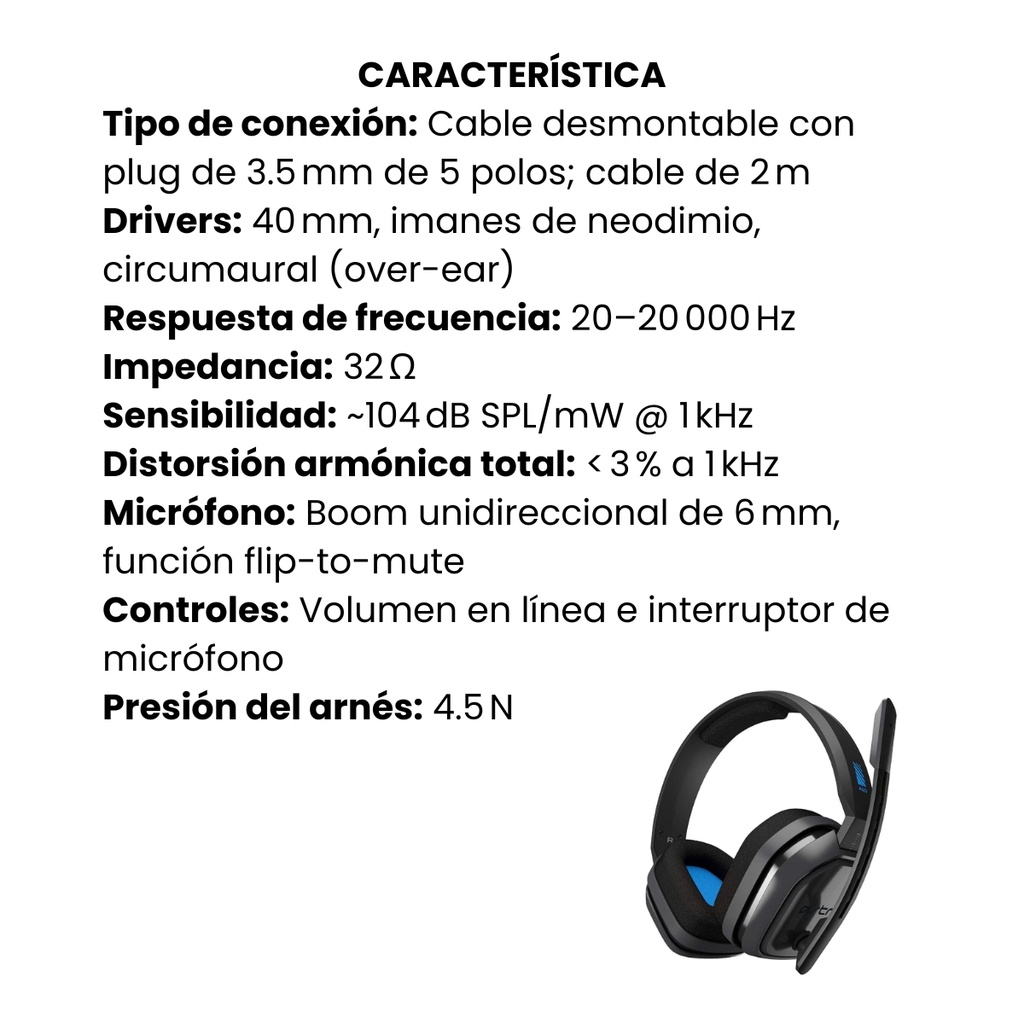 Audifonos Gamer Astro A10 Ps4 Negro