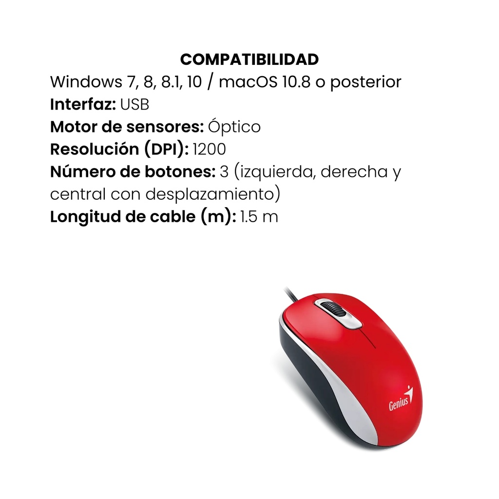 Mouse inalambrico Genius DX-110 USB Rojo