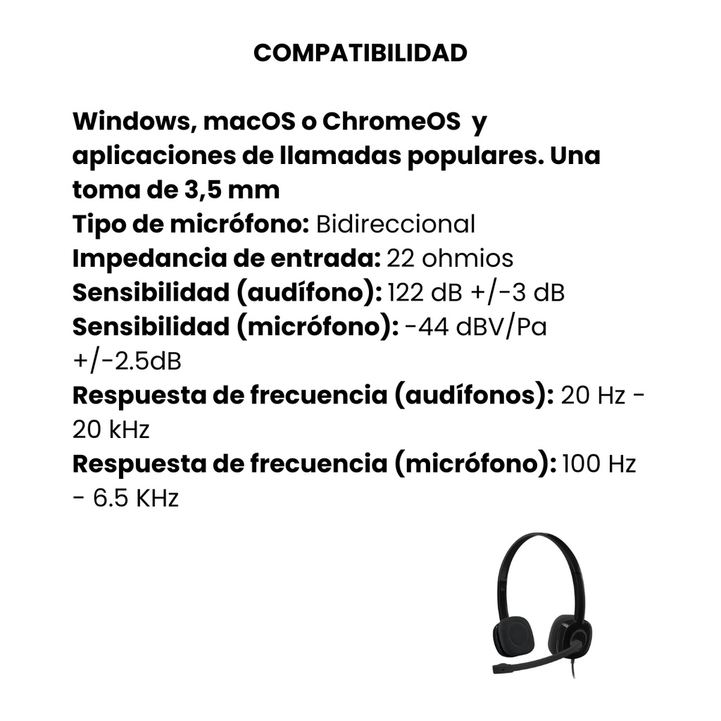 Diadema Estéreo Con Micrófono Logitech H151 Negro