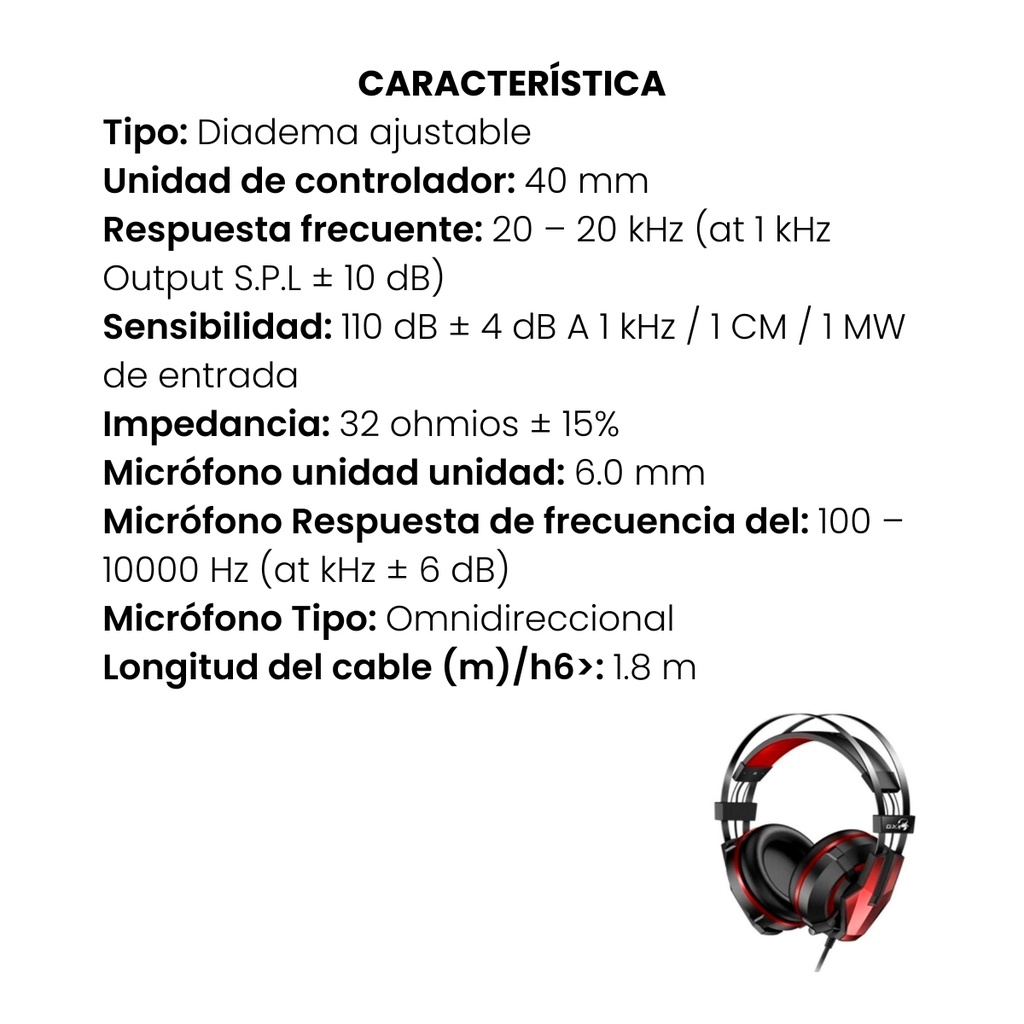 Audifono Diadema Gamer Genius HS-G710V USB Negro