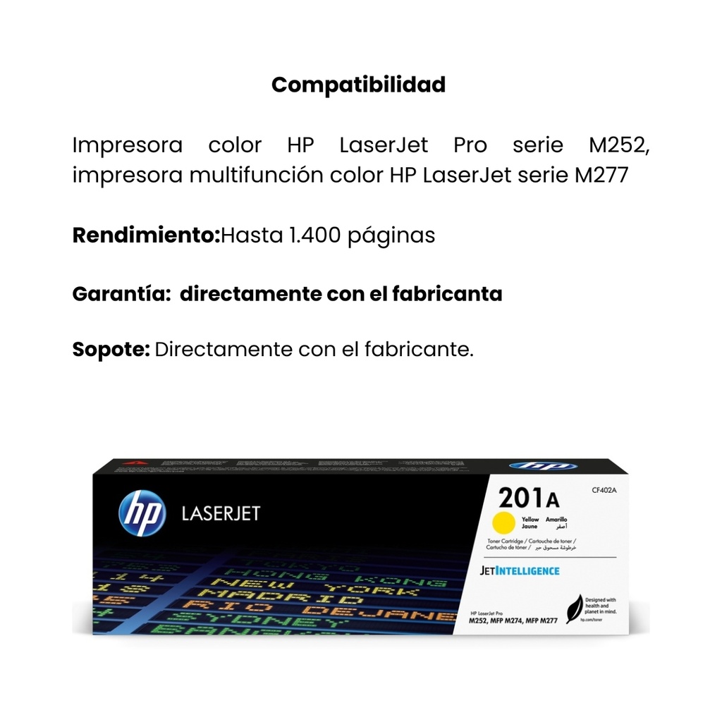 Cartucho Original De Tóner Hp 201A Amarillo, 1.330 Páginas