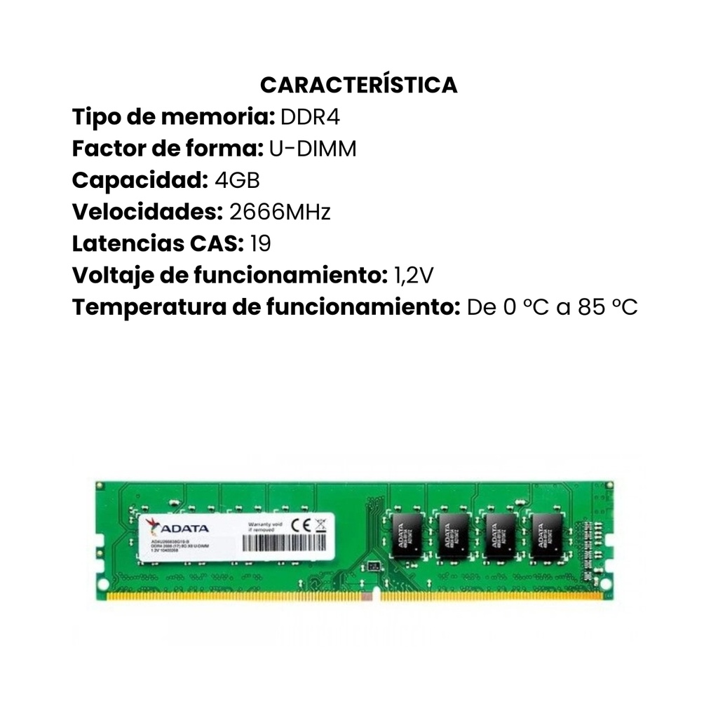 Memoria Ram Adata Portatil para portatil 4gb AD4S2666W4G19-S
