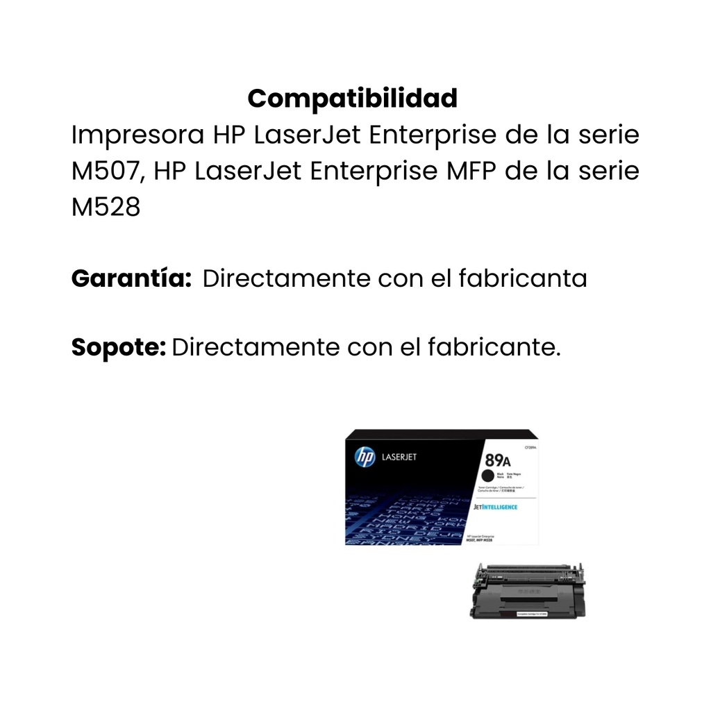 Cartucho Original De Tóner HP 89A NEGRO 5000 PAGINAS