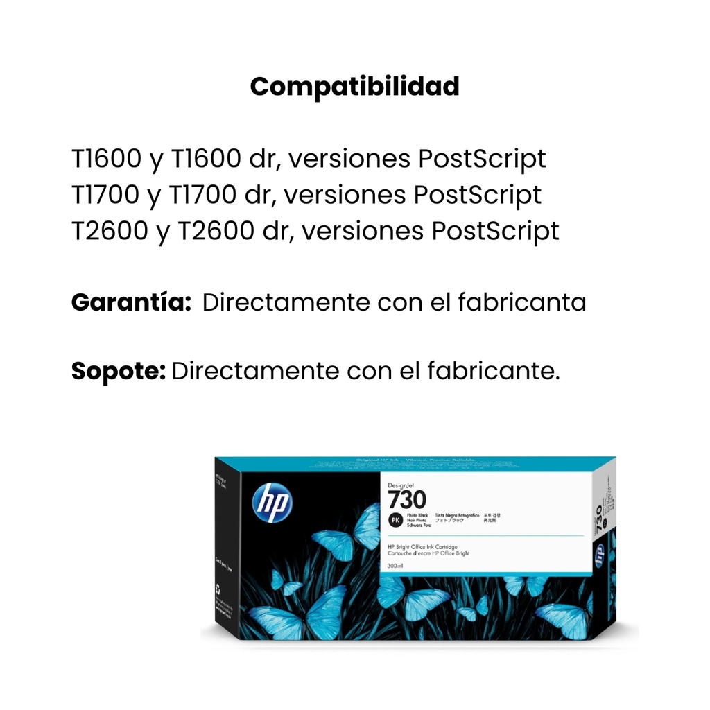 Cartucho Original De Tinta HP 730 Negro Fotográfico 1.000 Páginas 300 ml