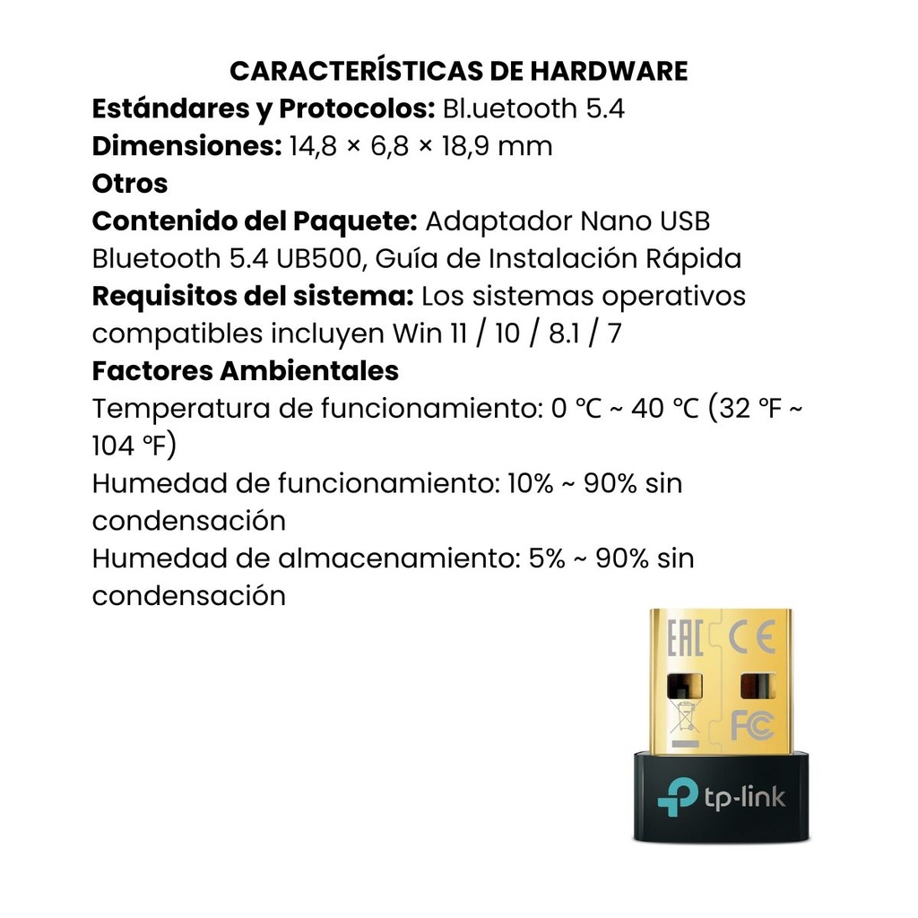 Adaptador Tp-Link Nano USB Bluetooth 5.0 
