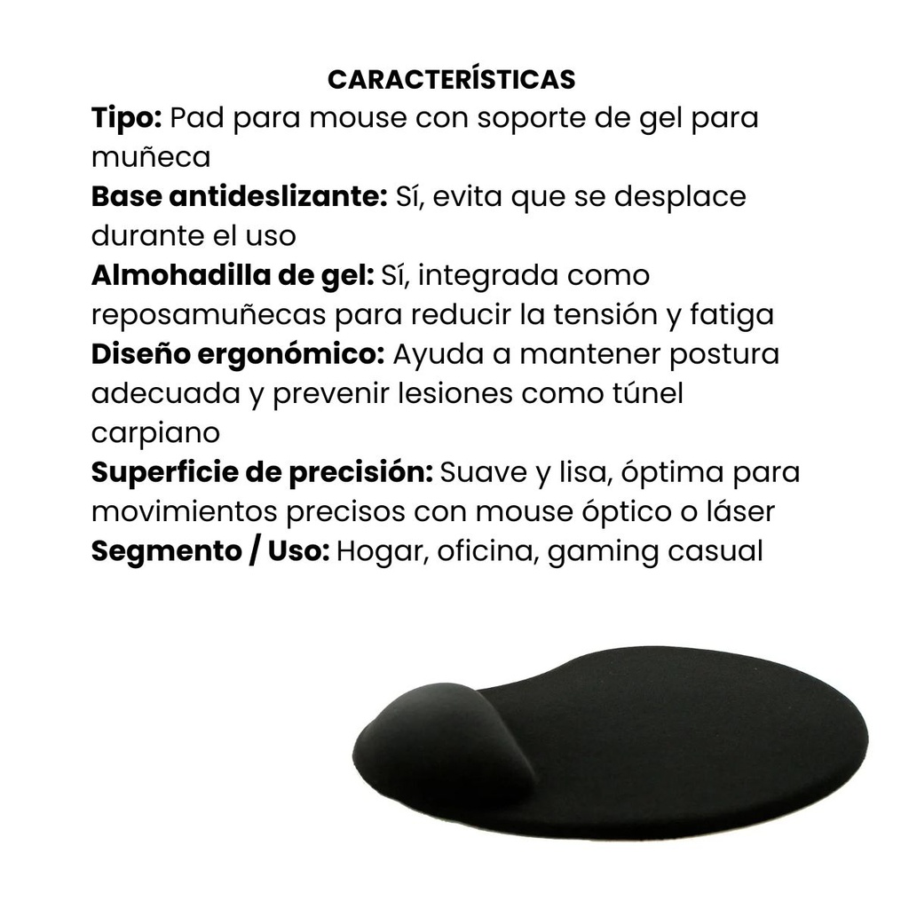 Pad Mouse Star Tec SL-M-007 Con Soporte para Muñeca Negro
