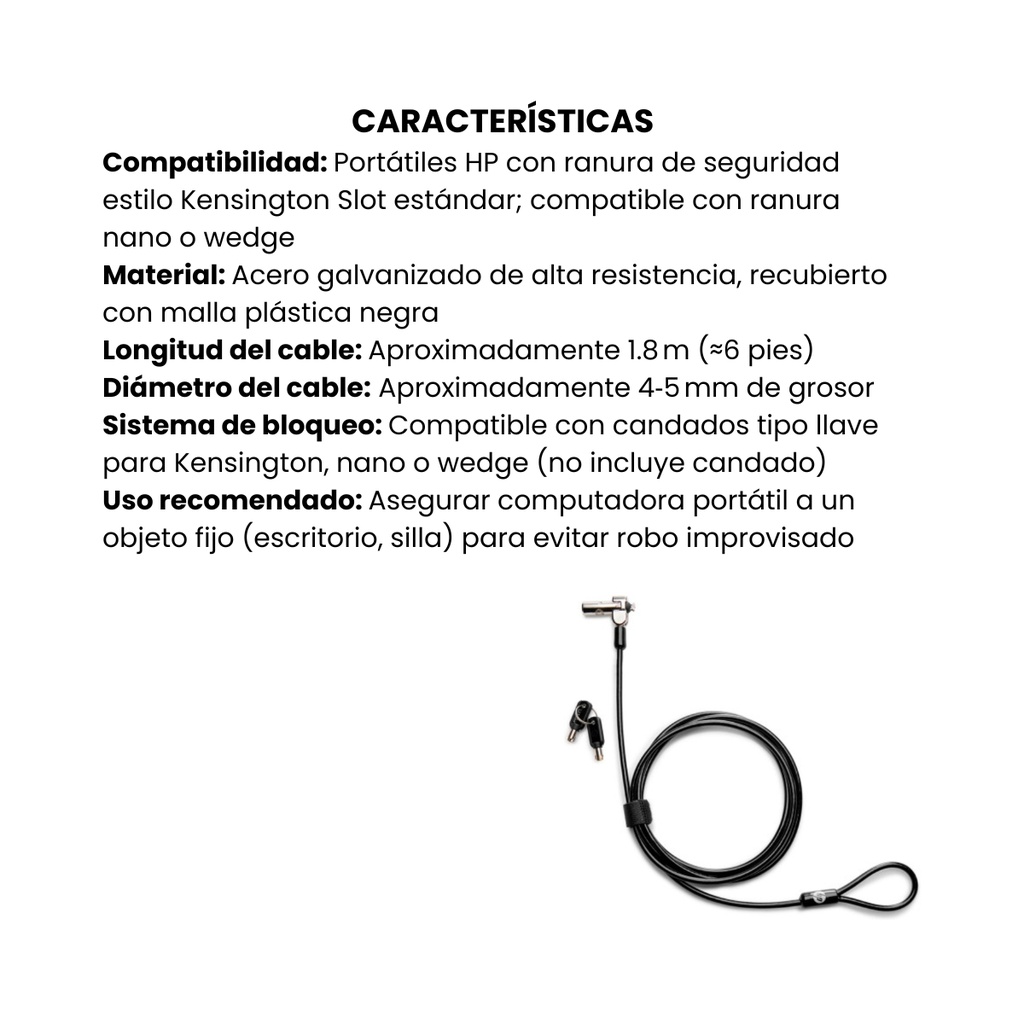 Guaya de Seguridad HP Original para Portátil Serie 240 (W0U53LA)