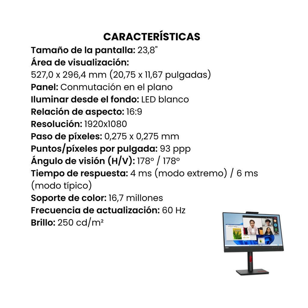 Monitor Lenovo ThinkCentre TlO 24 Gen5 Touch, 23.8"