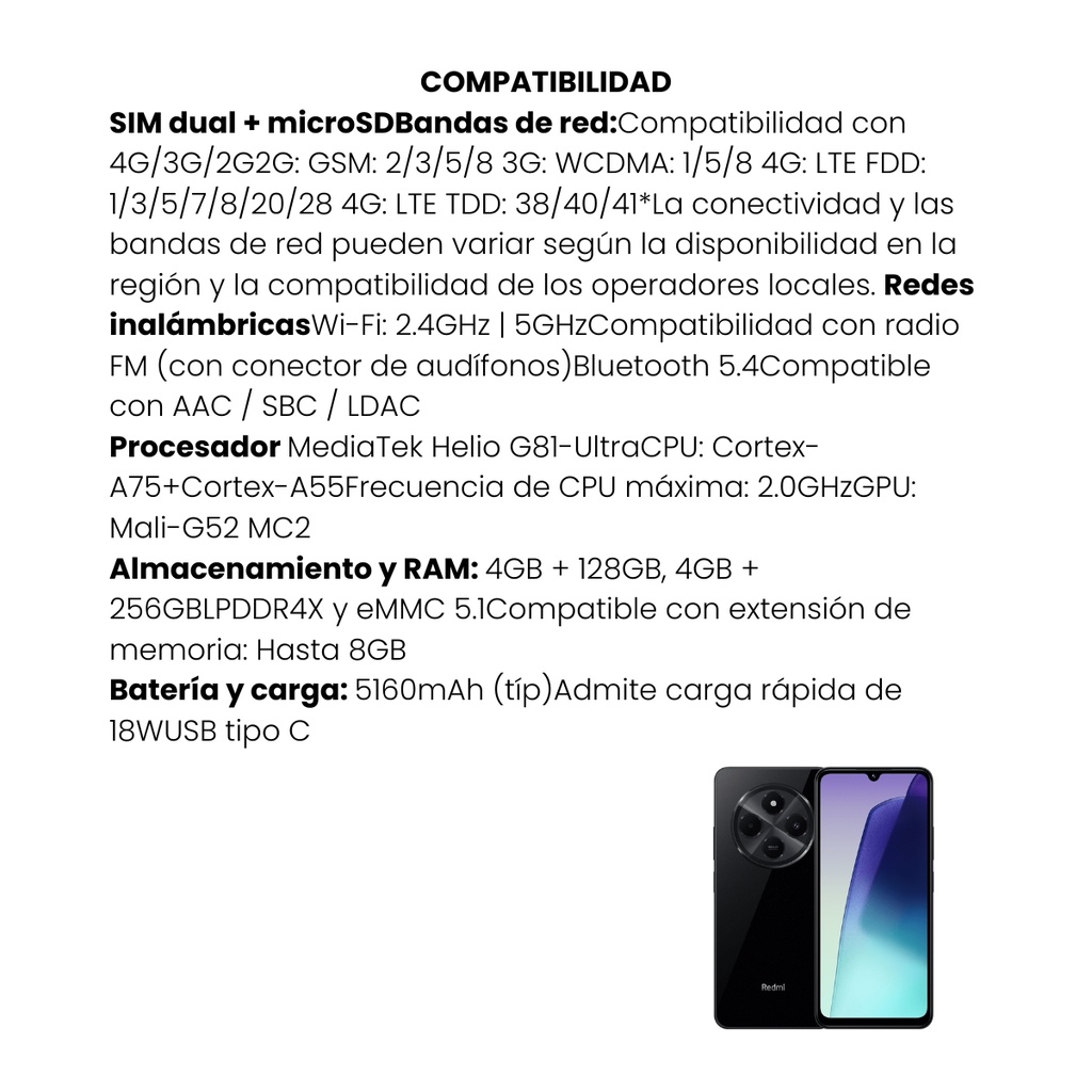 Celular Xiaomi Redmi 14C Negro Ocaso 4GB + 128GB (Colombia)
