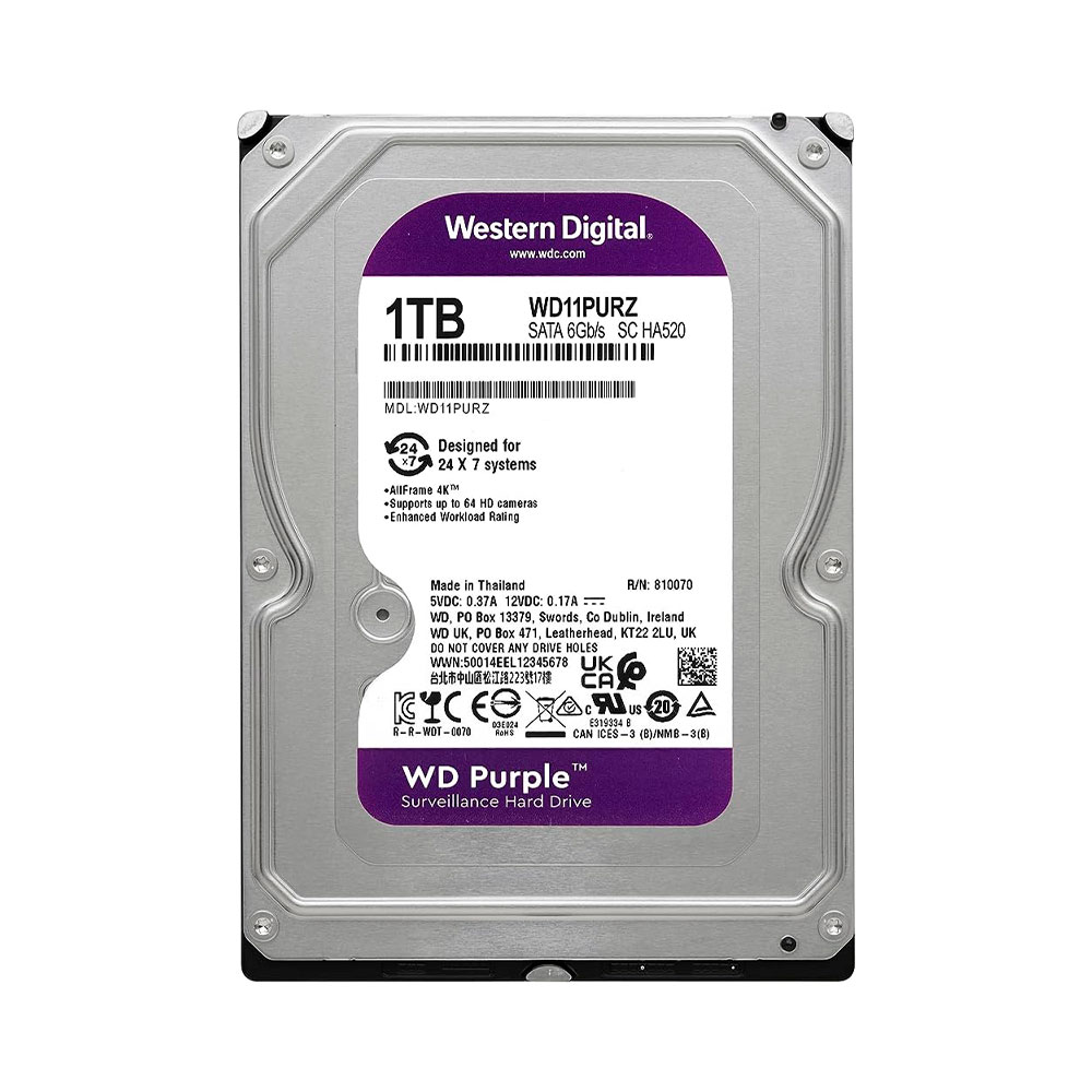 Additional Image for Disco Duro Western Digital PURPLE 1TB 5400RPM SATA 6Gbs Cache 64 MB 3,5in videovigilancia trabajo 24/7
