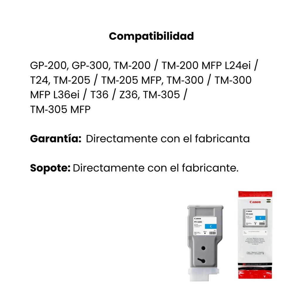 Tinta Canon PFI-320C Pigmentada Cyan Tank 300ml