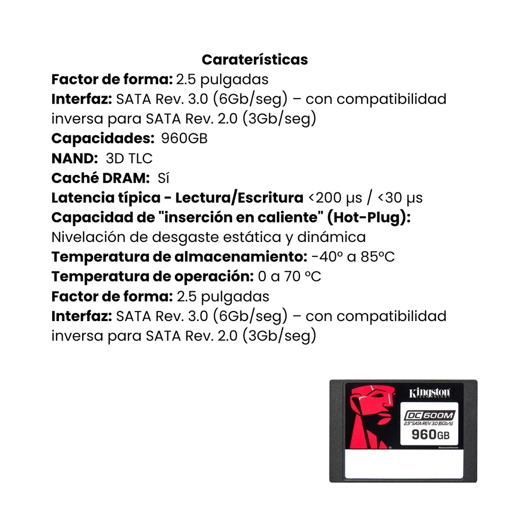 DISCO SSD KINGSTON 2.5 PULGADAS EMPRESARIAL SATA