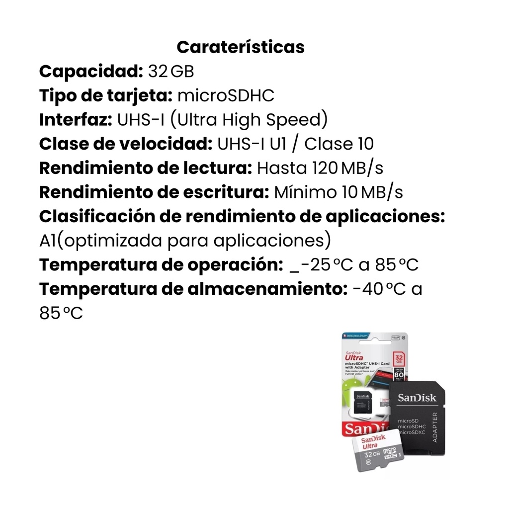 Memoria Micro SD Sandisk Ultra Class10-32Gb
