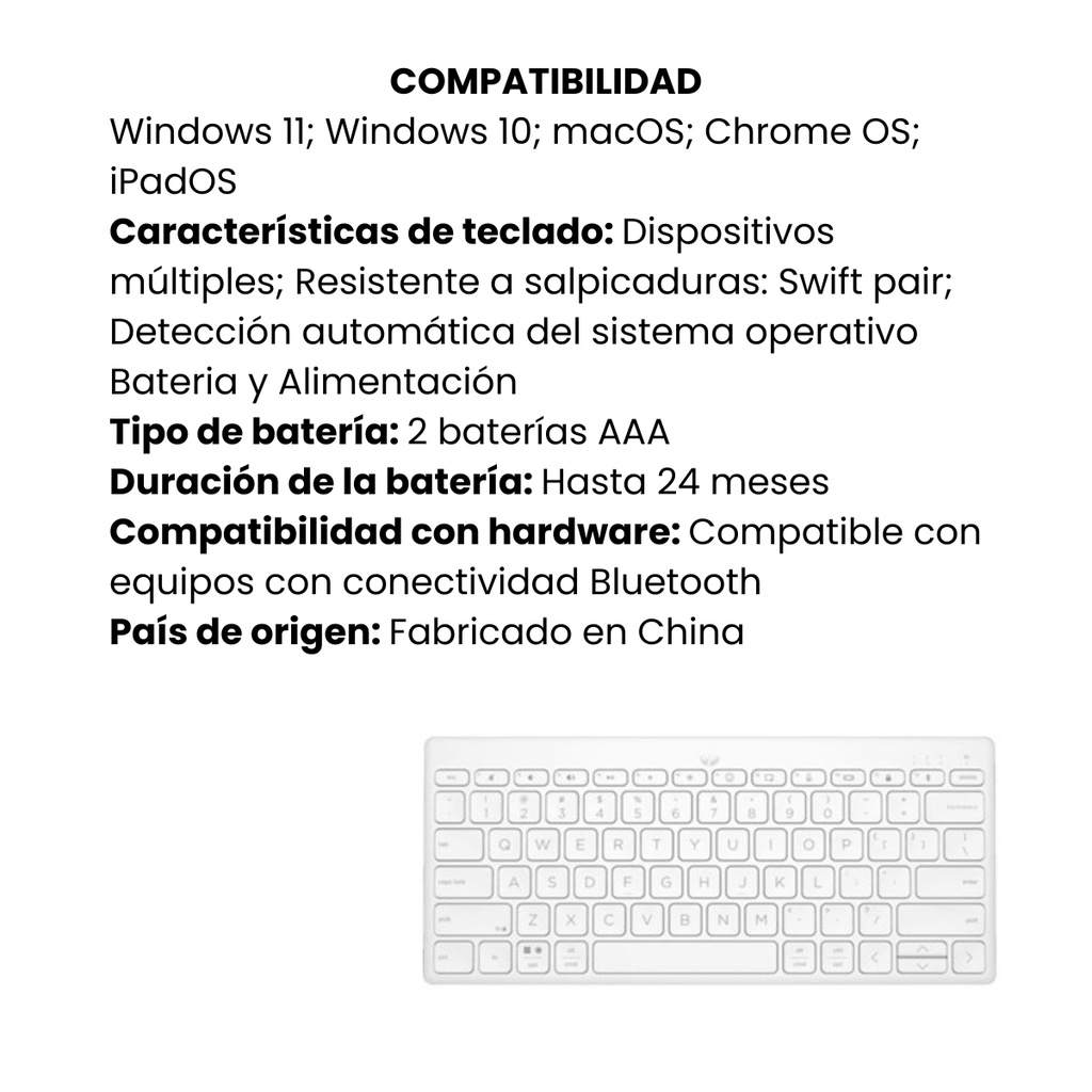 Teclado compacto multidispositivo HP 350 (blanco)