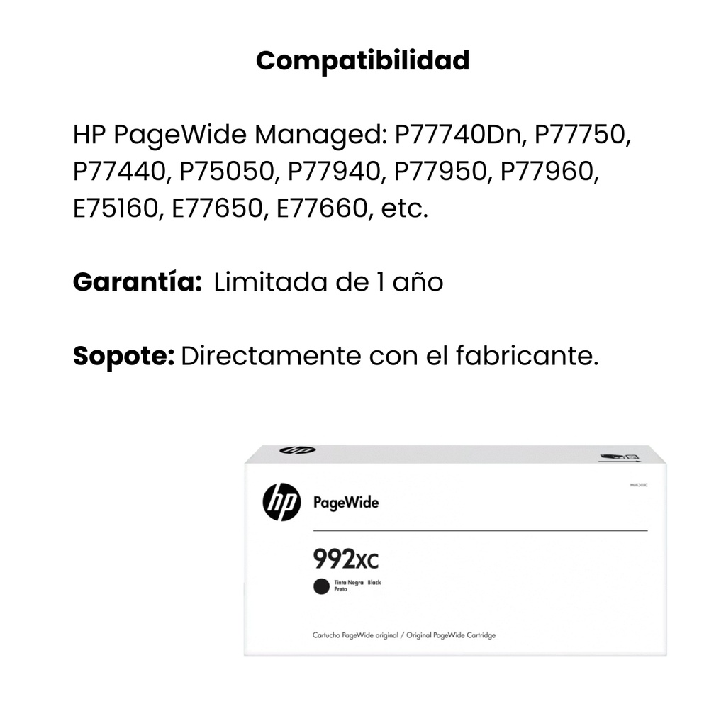 Cartucho De Tinta HP 992XC Negro Alto Rendimiento