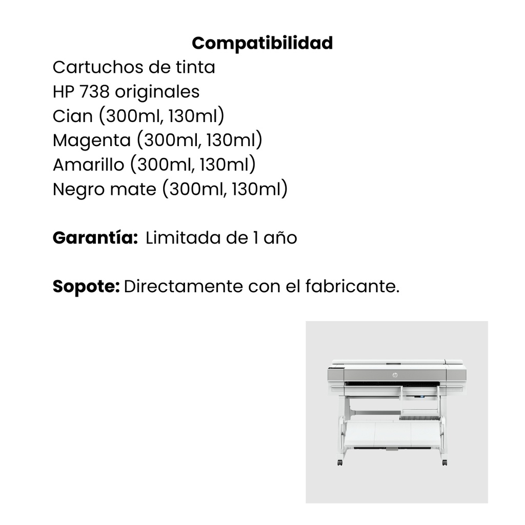Impresora Plotter HP DesignJet T950 A0 de Gran Formato  de 36"