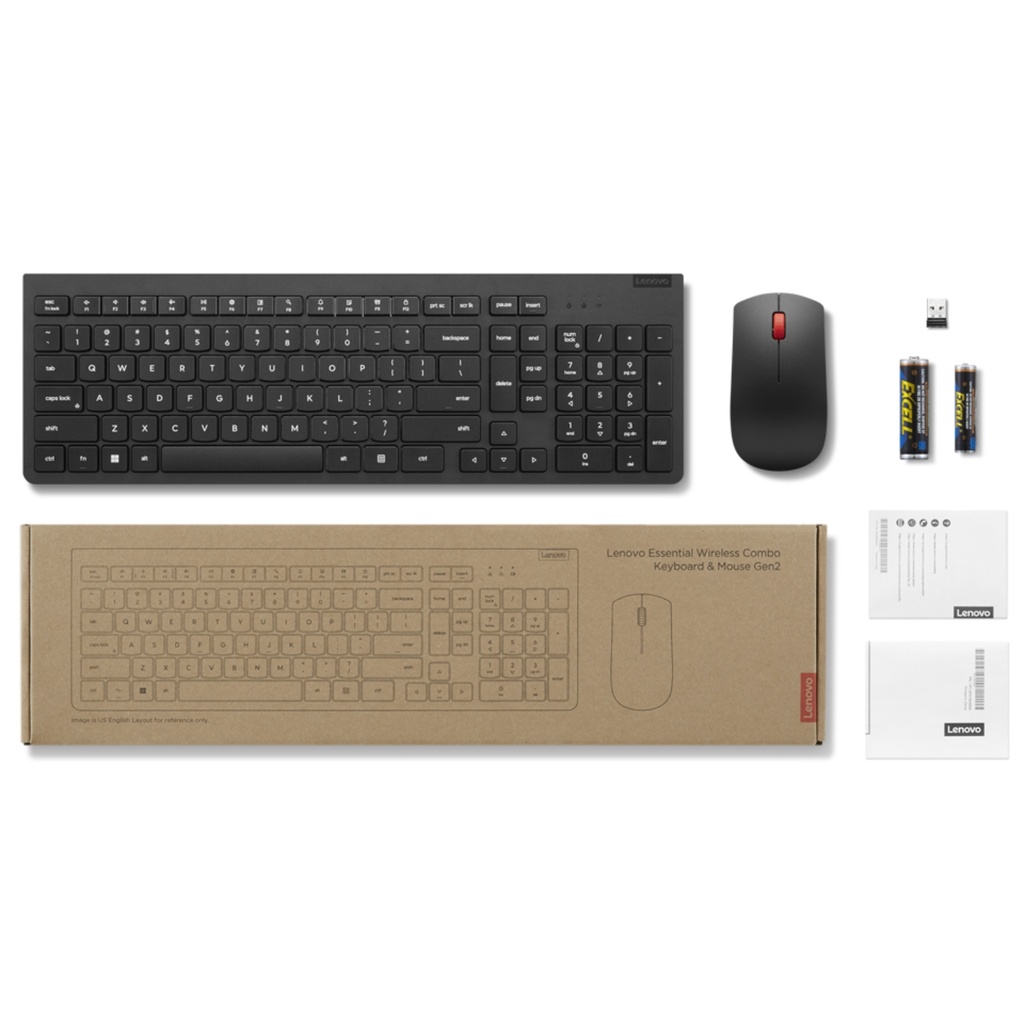 Teclado Y Mouse Combinados Inalámbricos Esenciales Lenovo Gen2 Color Negro 