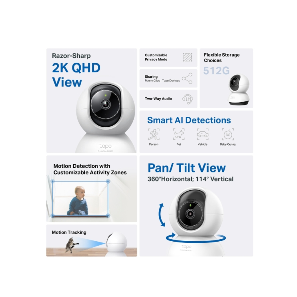 Cámara de Vigilancia Wi-Fi de 360 Grados con Vista 2K 4MP y Detección IA Avanzada