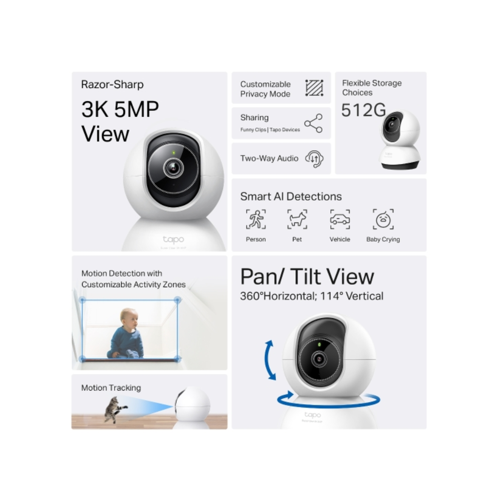 Cámara de Vigilancia Wi-Fi de 360 Grados con Vista 3K y Detección IA Avanzada