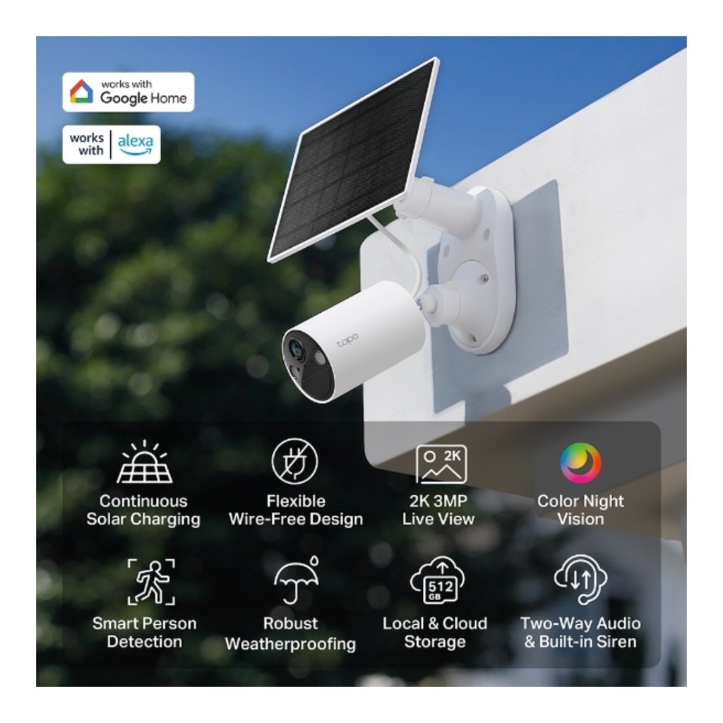 Kit de cámaras de seguridad 2K con batería recargable, visión nocturna en color, detección inteligente de movimiento y resistencia al agua IP65 para exteriores.