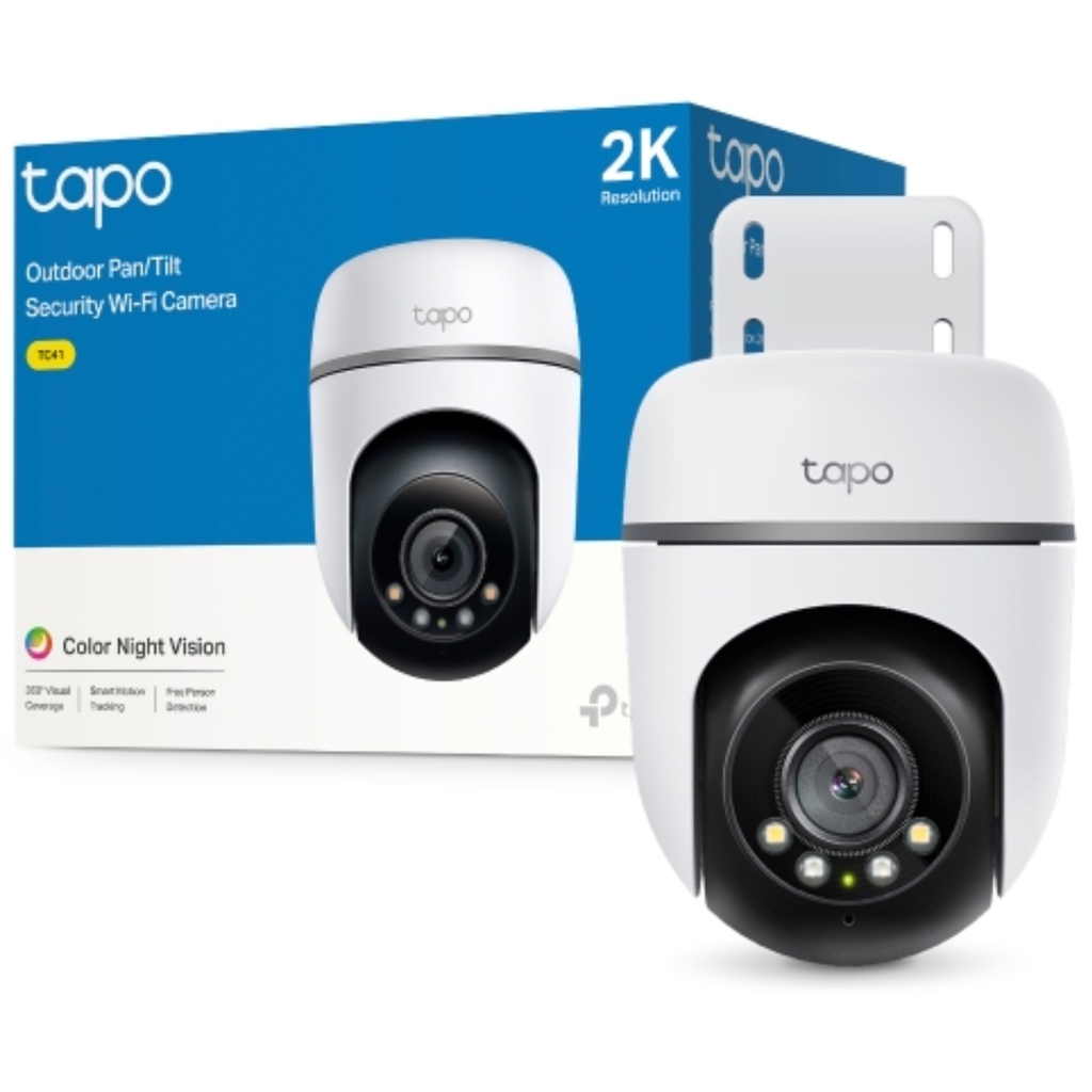 Cámara De Seguridad TP-LINK TC-41 WI-FI De 360 Grados Para Exteriores Con Vista 2K Y Detección IA Color Blanco
