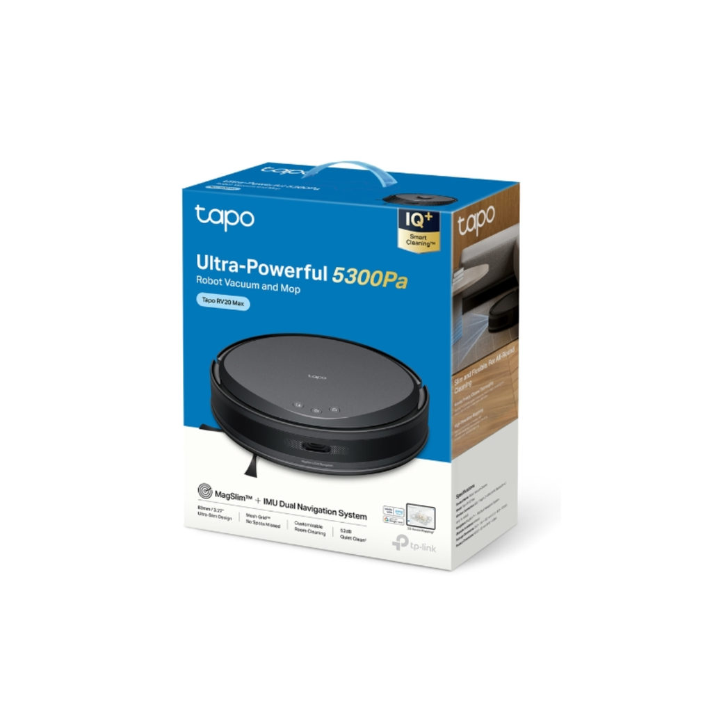 Robot Aspirador y Friegasuelos TP-LINK MagSlim™ Con 5300Pa De Succión Tapo RV20 Max Color Blanco