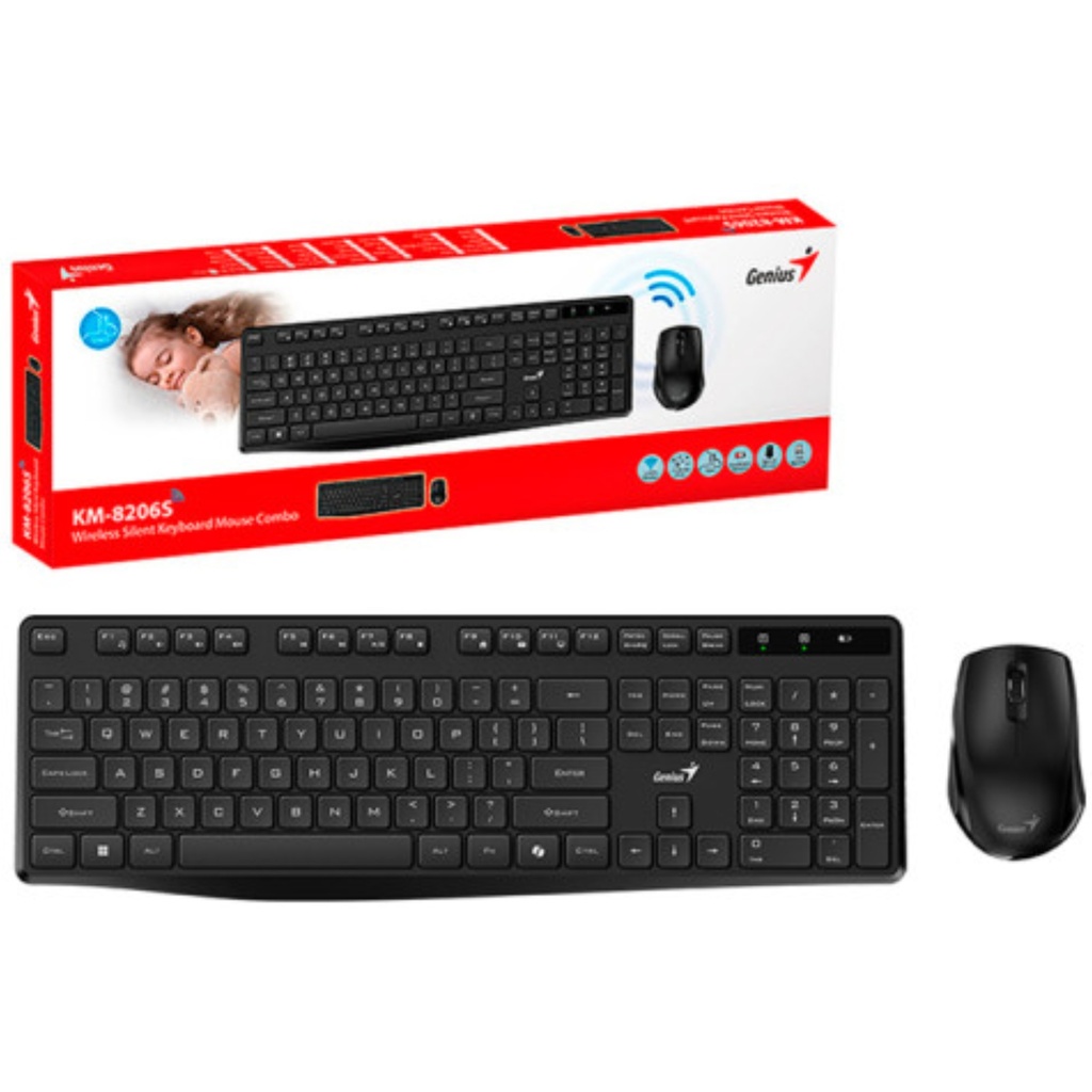 Combo Inalámbrico Genius KM-8206S Mouse Y Teclado Silencioso Color Ngeri 